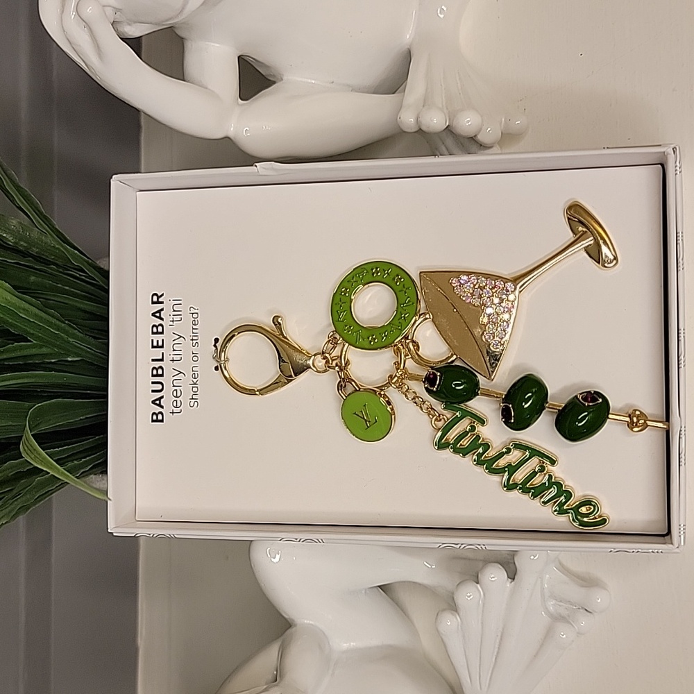 BaubleBar Martini Charm Keychain in Green and Gold LV TiniTime Olive